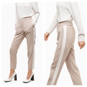 Aritzia Babaton Conan Terado Pant Nude Tan Side Stripe Cropped Pants Size 4